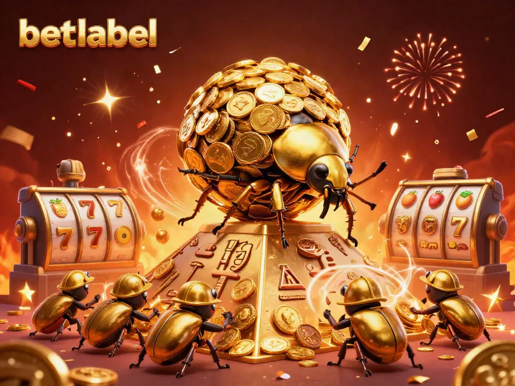 Experience exciting gameplay with betlabel's massive golden beetle and jackpot symbols in the casino.